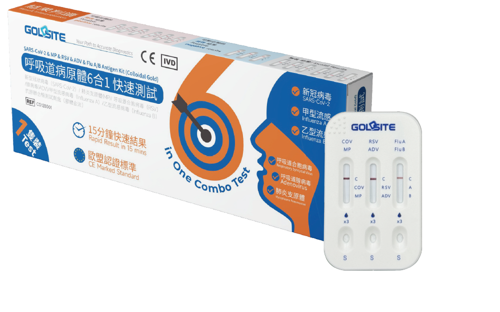 2024 Goldsite全新(xīn)升級六合一流感新(xīn)冠呼吸道疾病快速檢測試劑盒